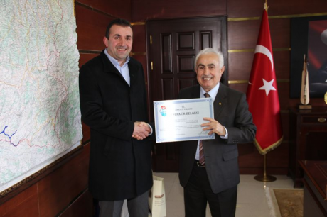 ATİLLA TİRYAKİ'YE VALİDEN TEŞEKKÜR BELGESİ